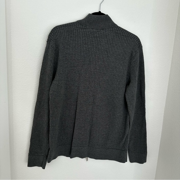 Theory Amador Breach Cotton Full Zip Knit Sweater Size Large Men’s Dark Gray - Picture 7 of 11